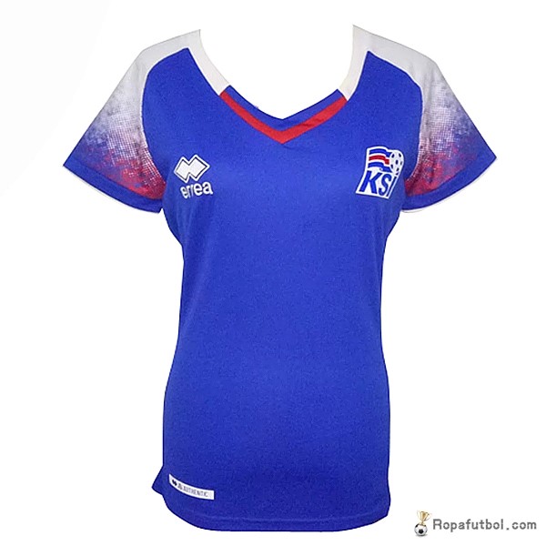 Camiseta Islandia Replica Primera Ropa Mujer 2018 Azul